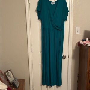 Teal Wrap-Front Maxi Dress